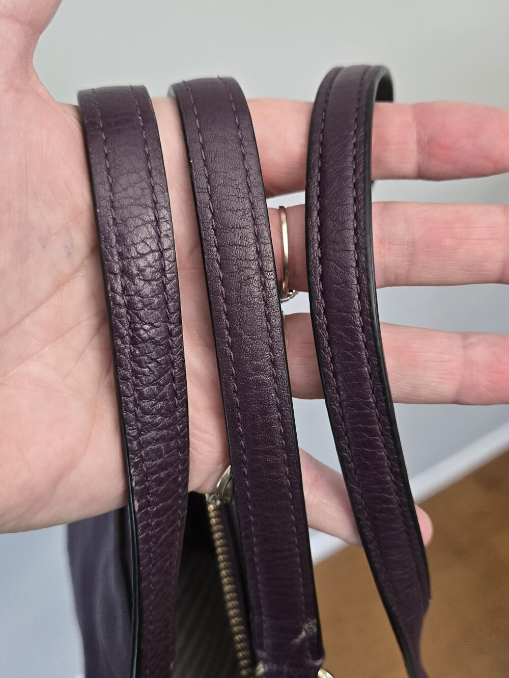 Coach Pebbled Leather Tote Or Crossbody - Deep Plum - Picture 10 of 10